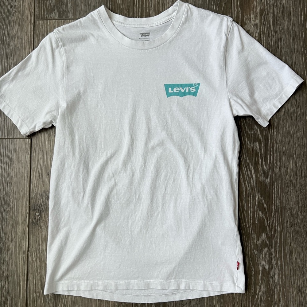 Levi's White Short-Sleeve T-Shirt with Teal Logo